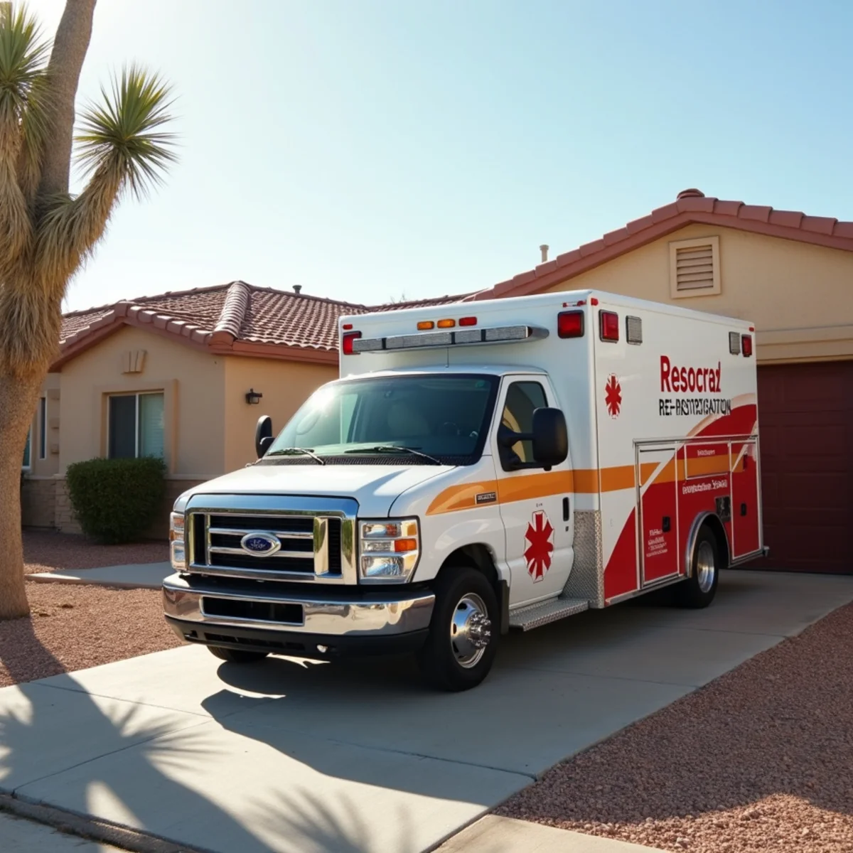 Emergency restoration vehicle staged at Amargosa Valley home