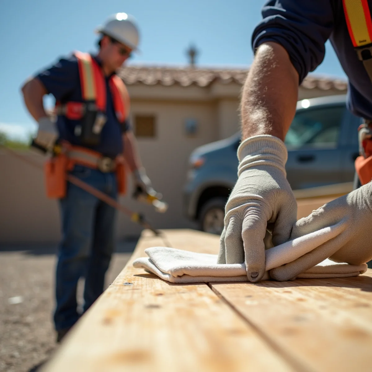Equipment operation during emergency board-up & roof tarps