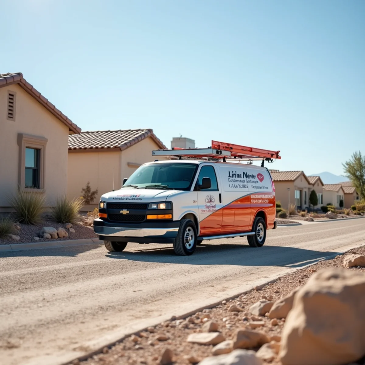 Emergency restoration vehicle staged at Cal-Nev-Ari Nevada residential property