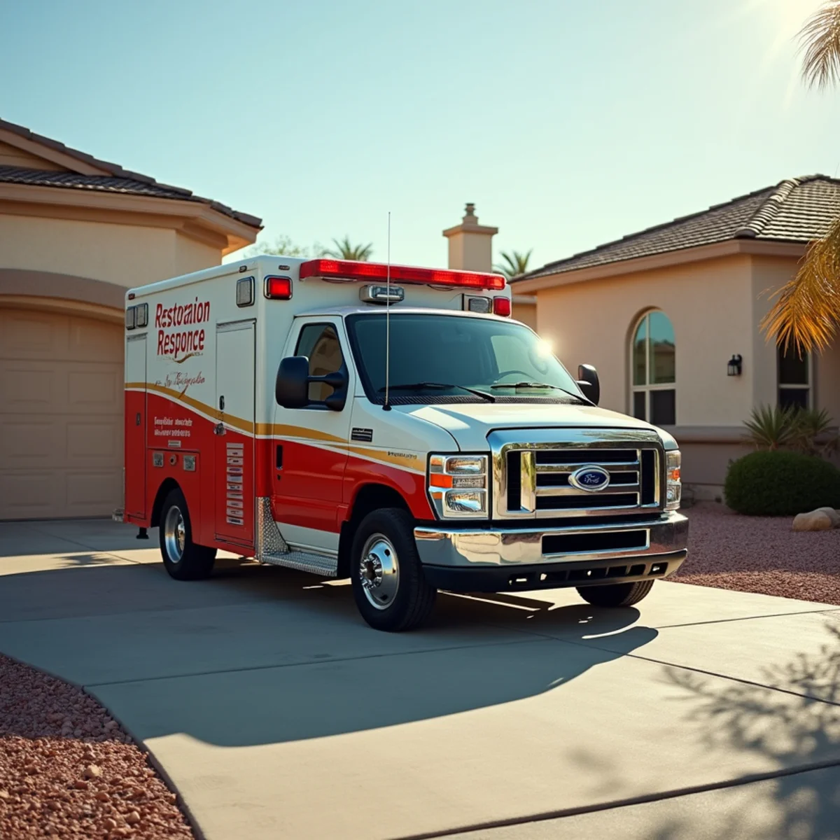 Emergency restoration vehicle staged at Clark County home