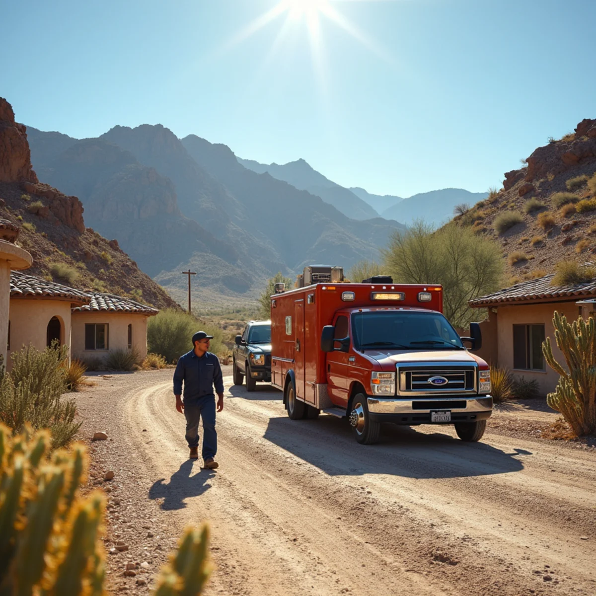 Mobile drying equipment deployed in rugged desert canyon setting of Nelson Nevada