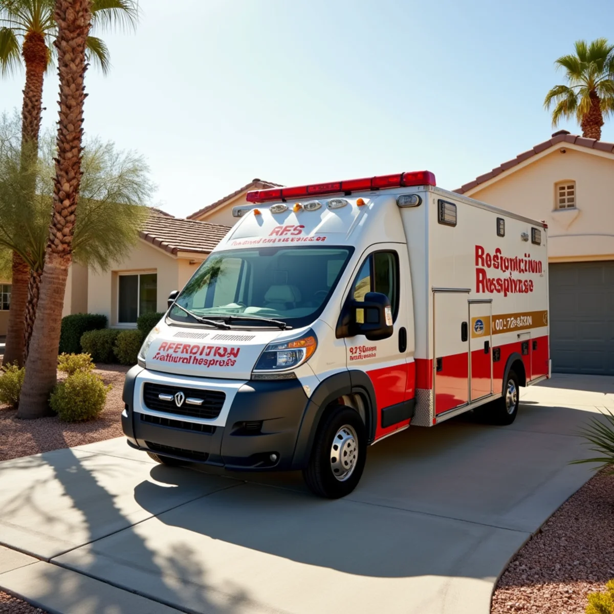 Emergency restoration vehicle staged at North Las Vegas home