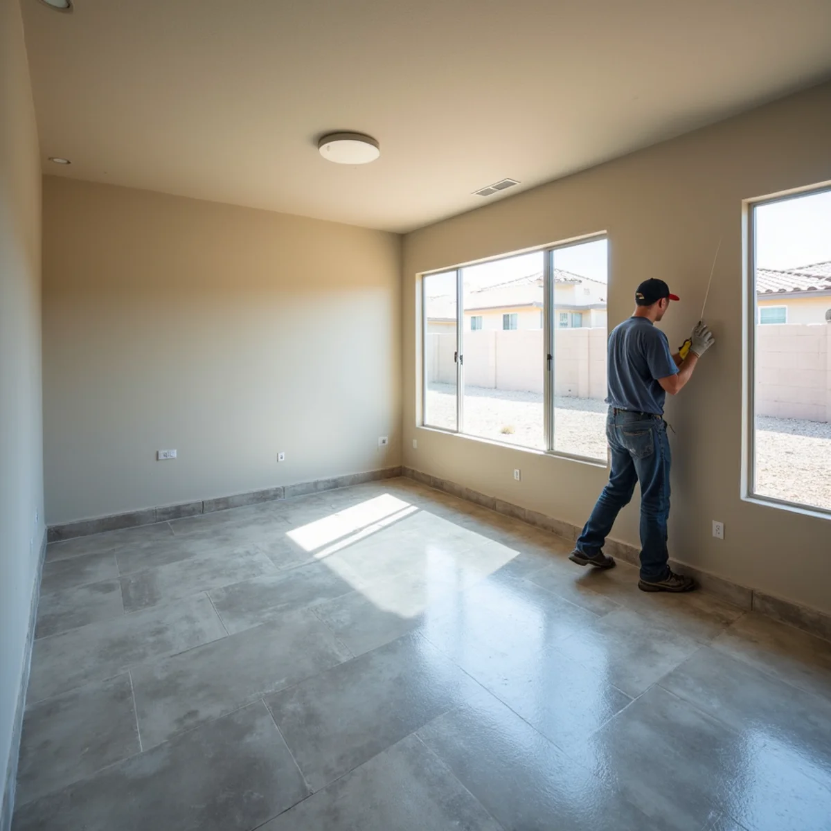 Restored interior following slab leak water damage